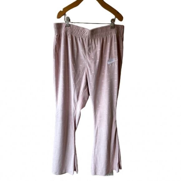 NWT Nike Air Women's Pink Velour Swoosh Logo Slim Fit Mid-Rise Pants. Size 1X. - Picture 5 of 11